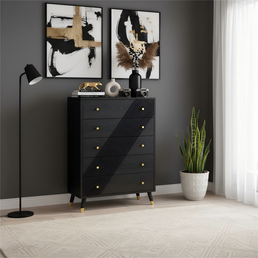 Obsidian 5-Drawer Tall Chest